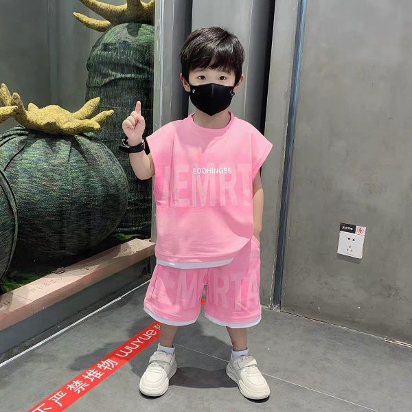 落肩假兩件漸層休閒套裝 
