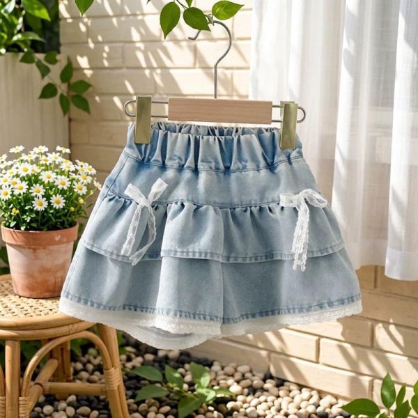 蝴蝶結牛仔褲裙 
