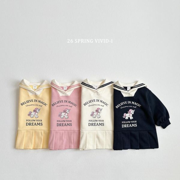 正韓-獨角獸百褶洋裝(VIVID) 