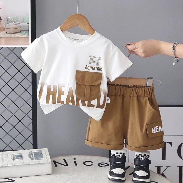 立體口袋短袖套裝 