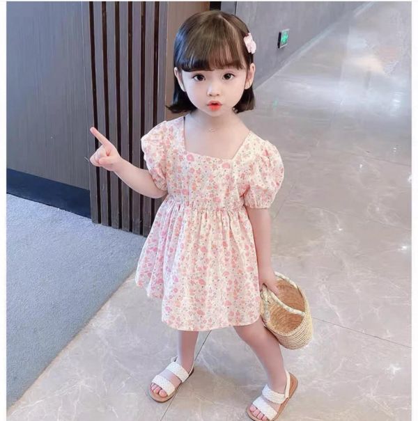 兩面穿碎花方領蝴蝶結裙 