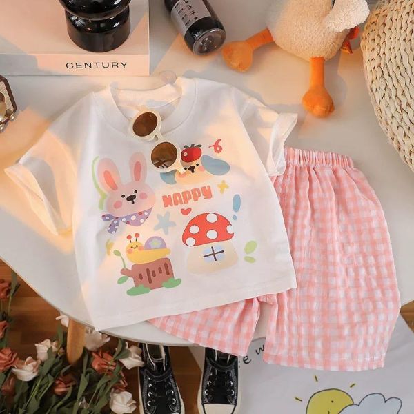 可愛格子短袖套裝 