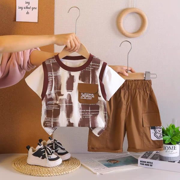 假兩件背心短袖套裝 