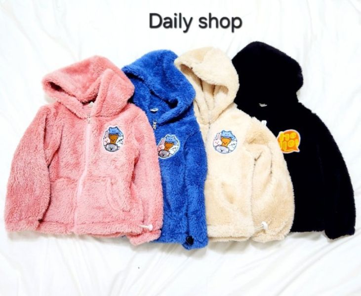 DAILY SHOP  毛毛拉鍊連帽外套 