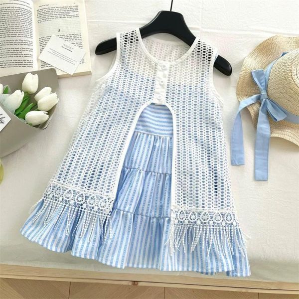 渡假風罩衫背心裙（送帽子） 