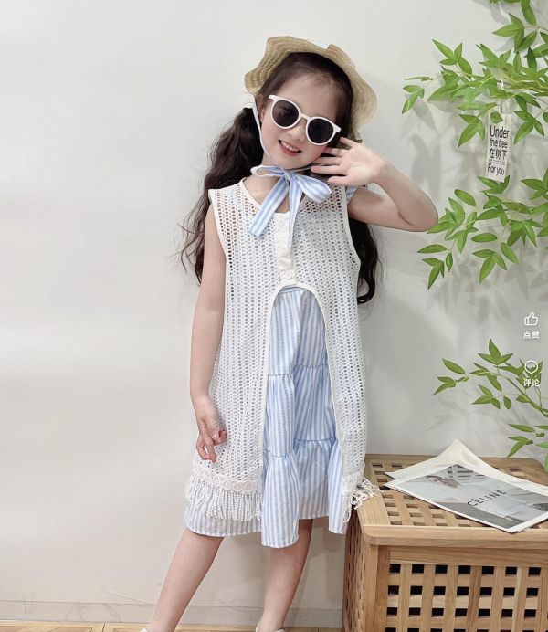渡假風罩衫背心裙（送帽子） 