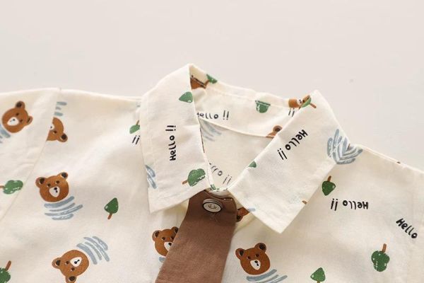 小熊襯衫短袖套裝 