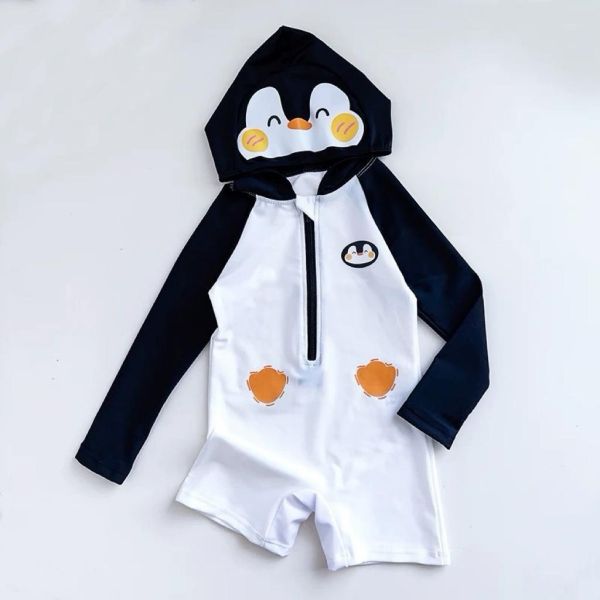 企鵝連帽連身泳衣 