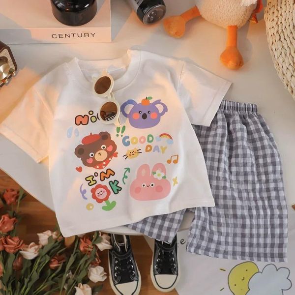 可愛格子短袖套裝 