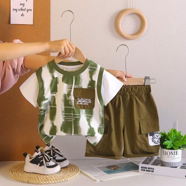 假兩件背心短袖套裝 