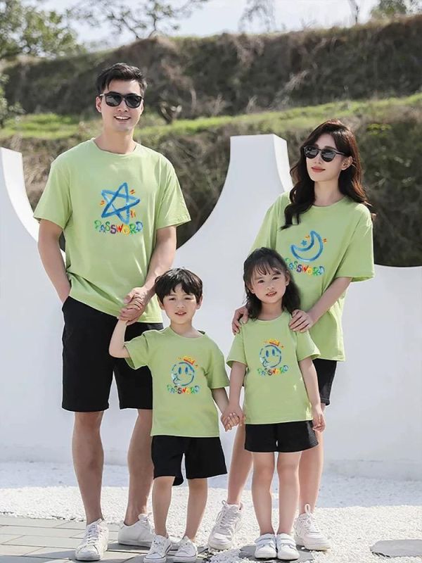 純棉星月親子裝(藍、綠） 