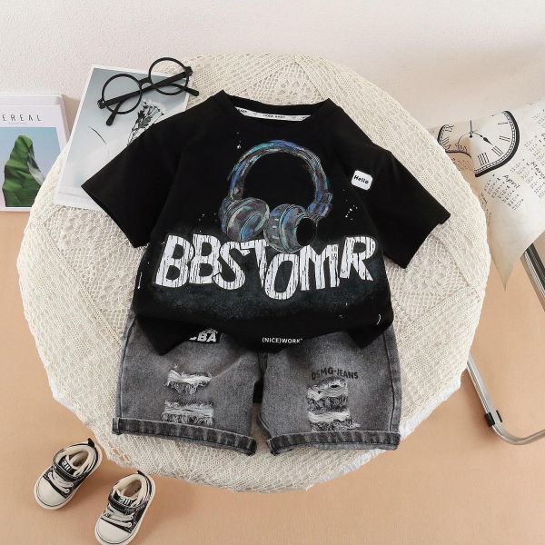 帥氣風耳機短袖套裝 