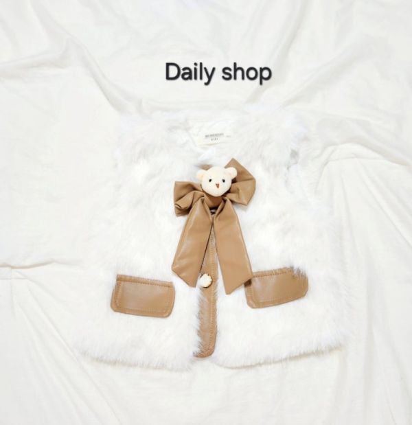 DAILY SHOP 小熊絲帶毛背心 