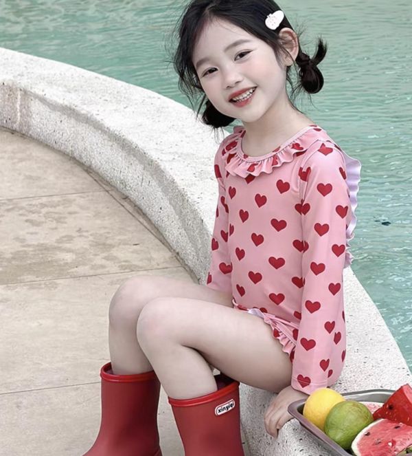 美背愛心連身泳衣（含泳帽） 