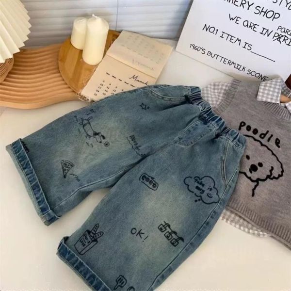 塗鴉直筒牛仔褲 