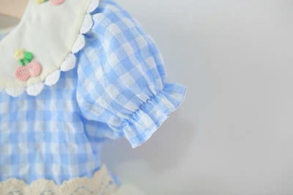 鄉村風藍格兔子洋裝 