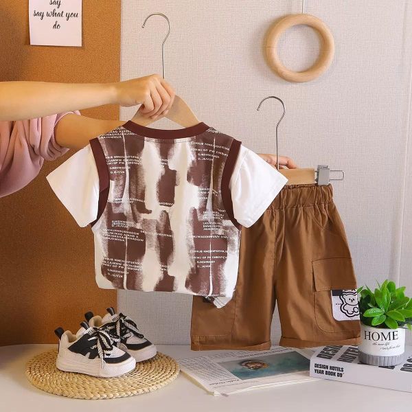 假兩件背心短袖套裝 