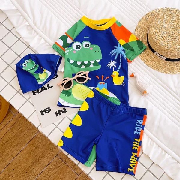 恐龍兩件式泳衣（含泳帽） 