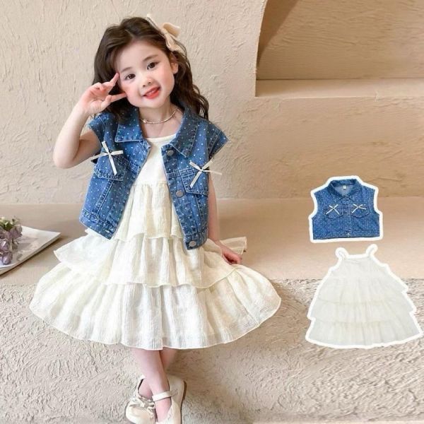 牛仔背心蛋糕裙 