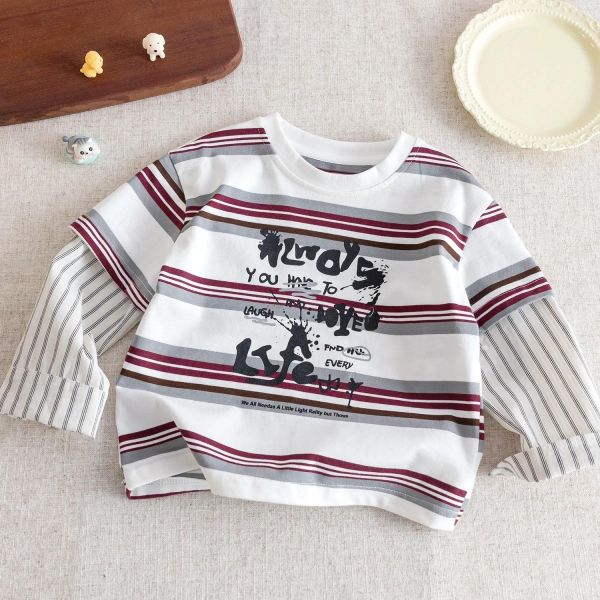 字母假兩件長袖T 