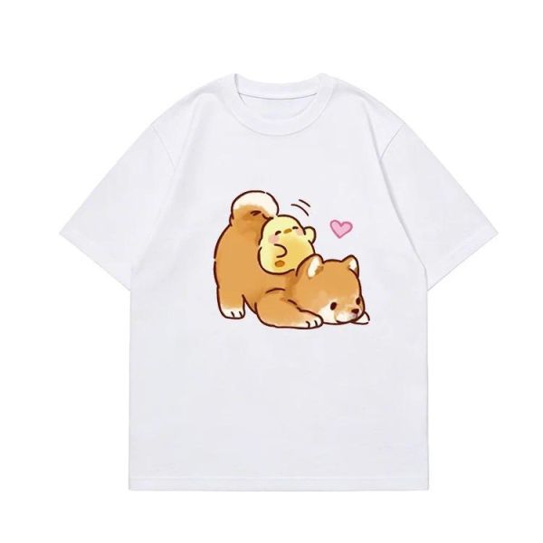 純棉鴨子與狗寬鬆短T 