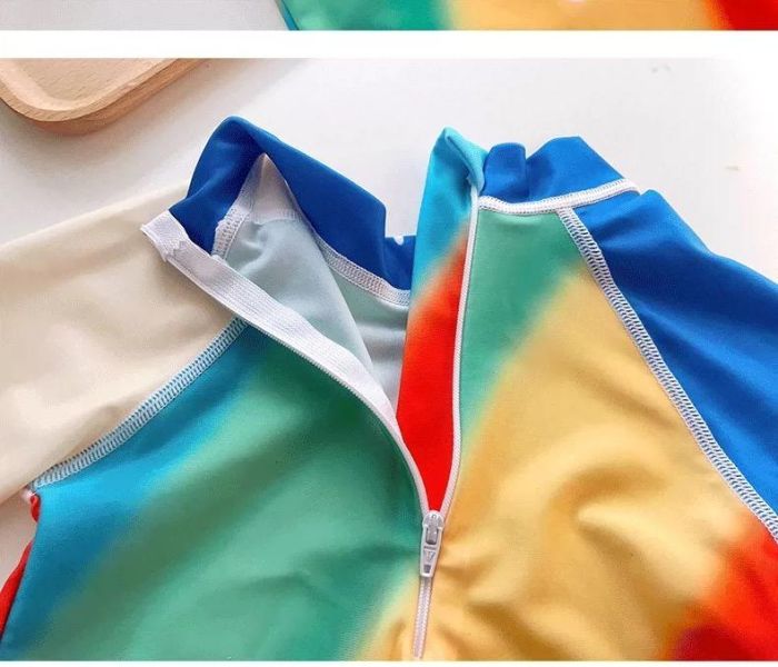 彩虹笑臉連身泳衣（含泳帽） 