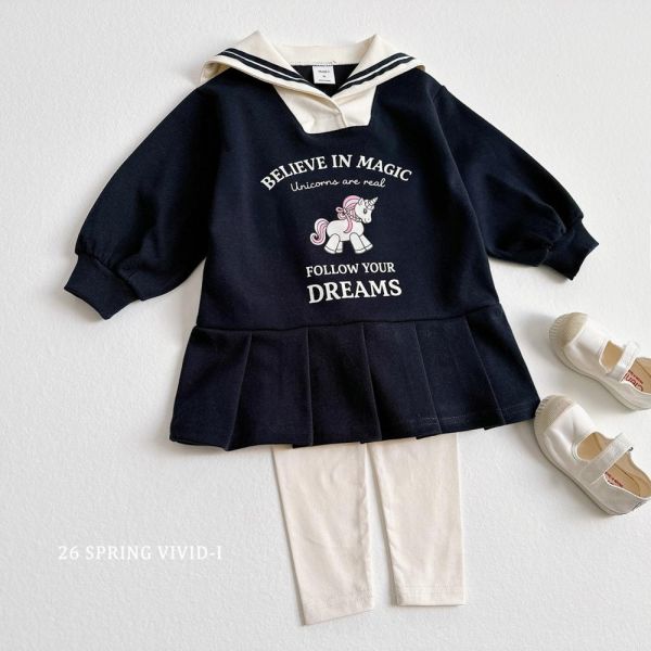 正韓-獨角獸百褶洋裝(VIVID) 