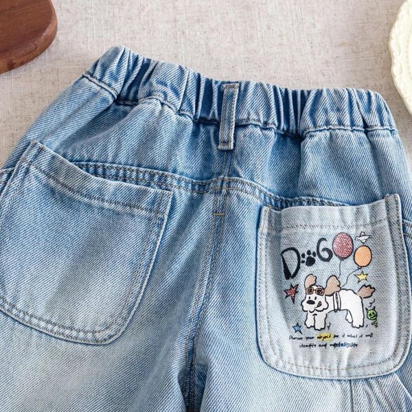 刷舊復古狗狗牛仔褲 