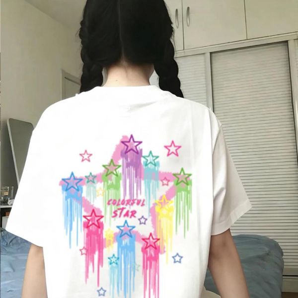 純棉彩虹星星寬鬆短T 