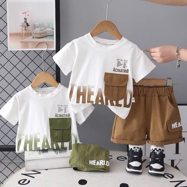 立體口袋短袖套裝 