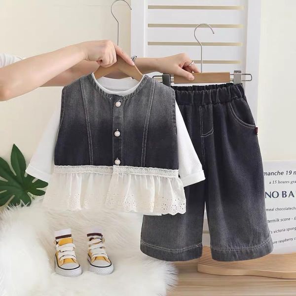 牛仔背心三件組套裝 