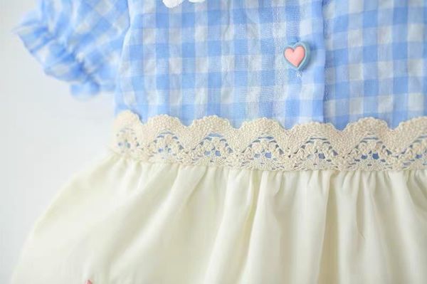 鄉村風藍格兔子洋裝 