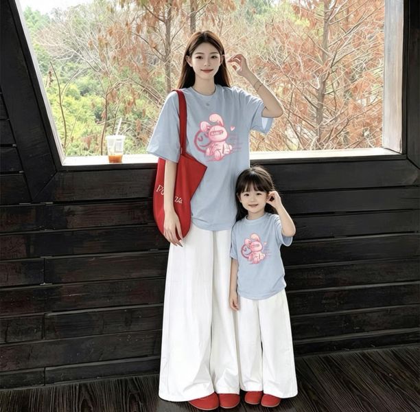 純棉笑臉兔子親子裝 