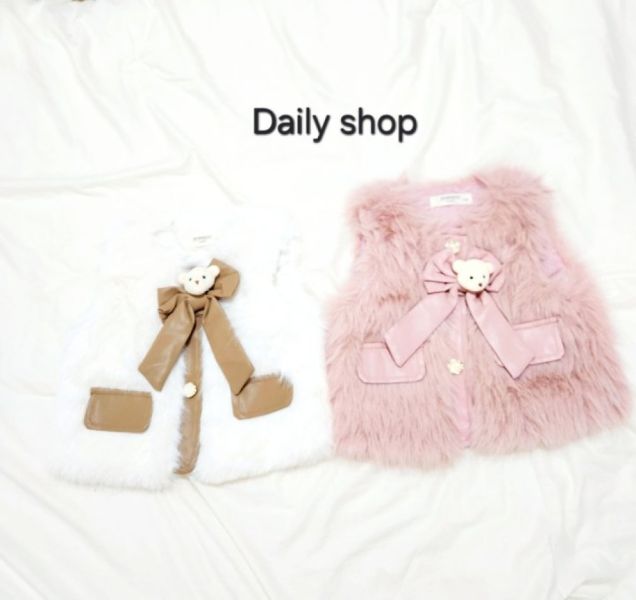 DAILY SHOP 小熊絲帶毛背心 