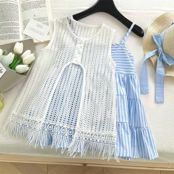 渡假風罩衫背心裙（送帽子） 