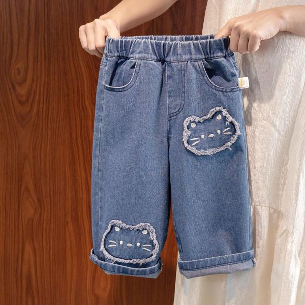貓咪直筒牛仔褲 