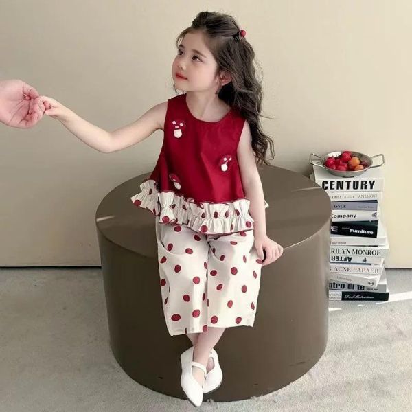 香菇點點背心寬褲套裝 