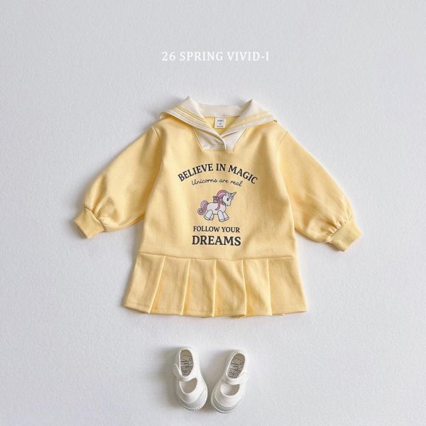 正韓-獨角獸百褶洋裝(VIVID) 