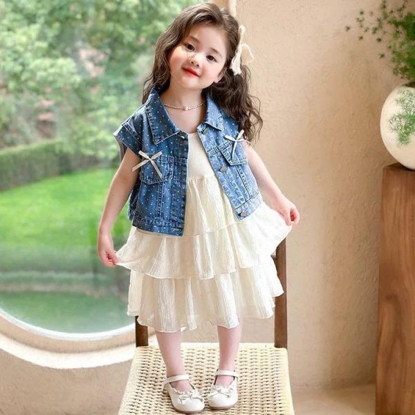 牛仔背心蛋糕裙 