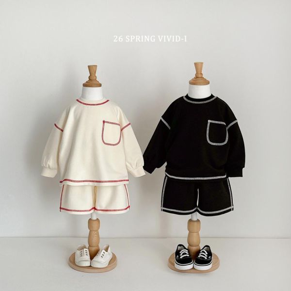 正韓-立體縫線口袋短褲套裝(VIVID) 