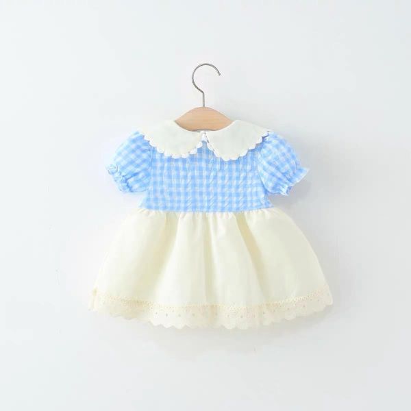 鄉村風藍格兔子洋裝 