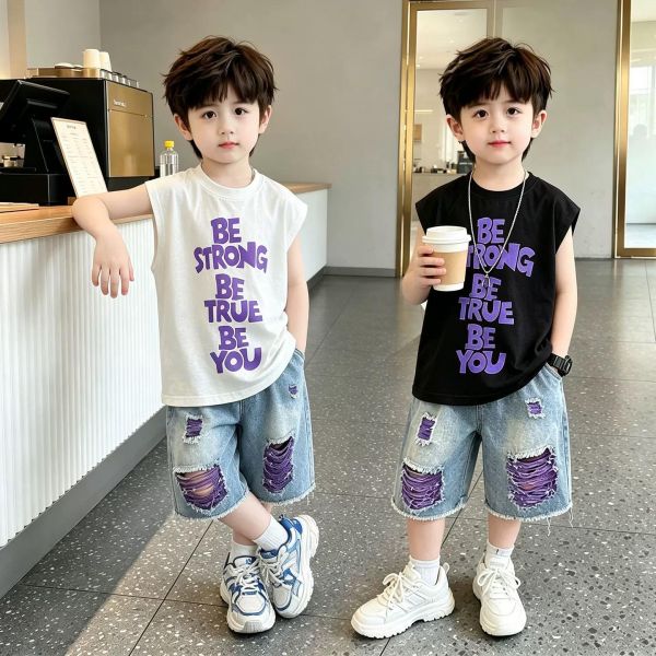 潮版無袖勵志套裝 