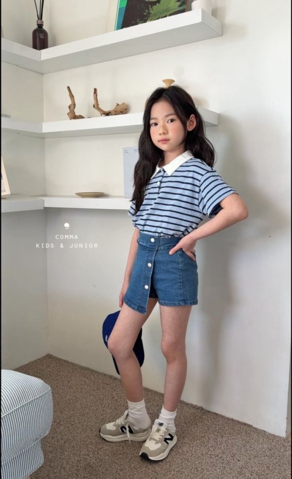 COMMA 跳色條紋T 