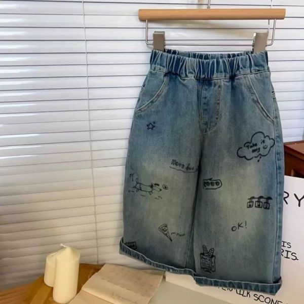 塗鴉直筒牛仔褲 