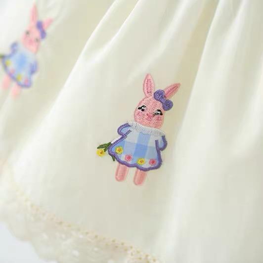 鄉村風藍格兔子洋裝 