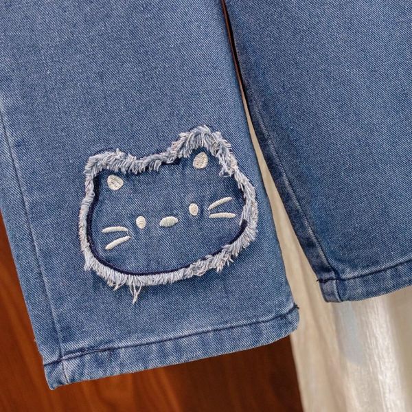貓咪直筒牛仔褲 