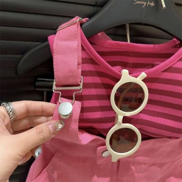 條紋背心吊帶短褲兩件組 