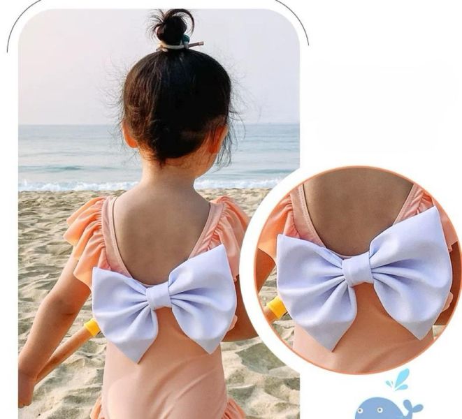 後背立體蝴蝶結連身泳衣 