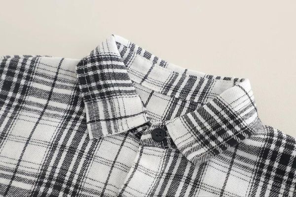 格子襯衫牛仔背心三件組套裝 