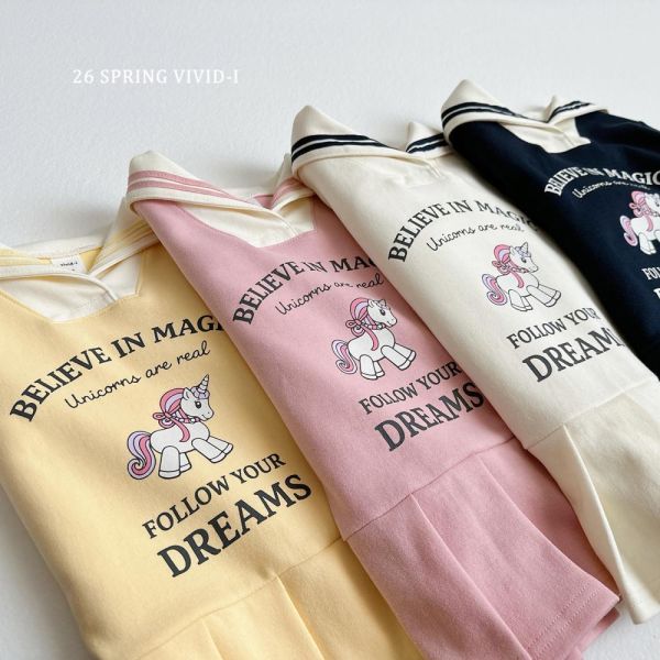 正韓-獨角獸百褶洋裝(VIVID) 